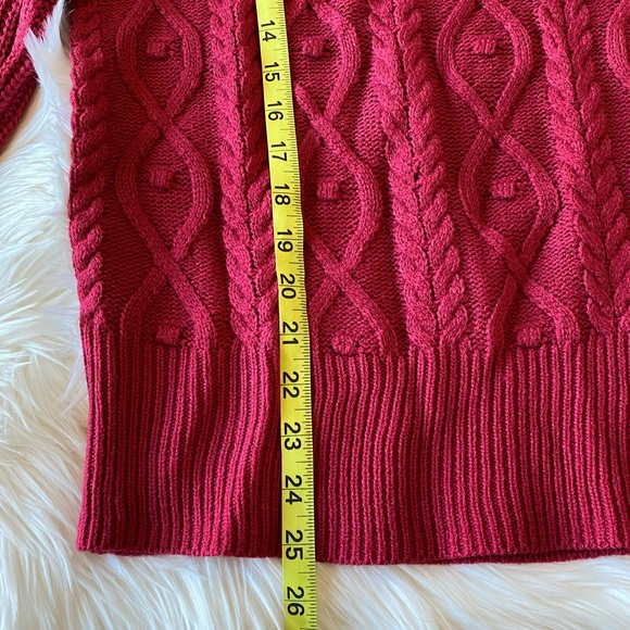 Design365 Cable Knit Pink Puff Sleeve Pullover Sweater - Picture 2 of 5